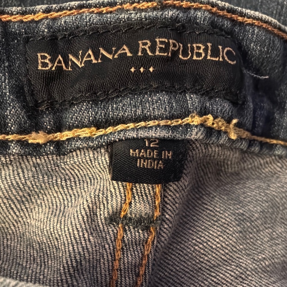 Banana Republic 12 Cropped Jeans Medium Wash Cuffed Stretch Denim - Picture 3 of 5